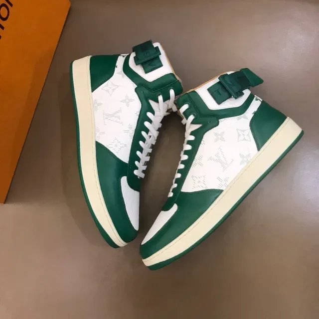 Louis Vuitton Tênis Lifestyle Verde Branco High-Top com Monograma Canvas 7