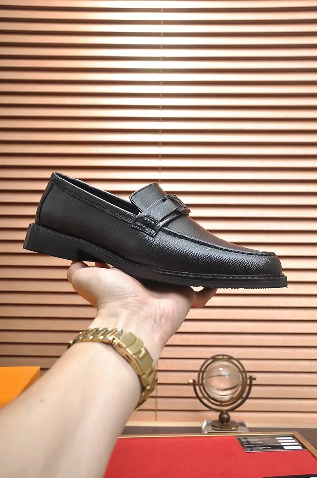 Louis Vuitton Loafer Black Leather Monogram Buckle Loafers 7