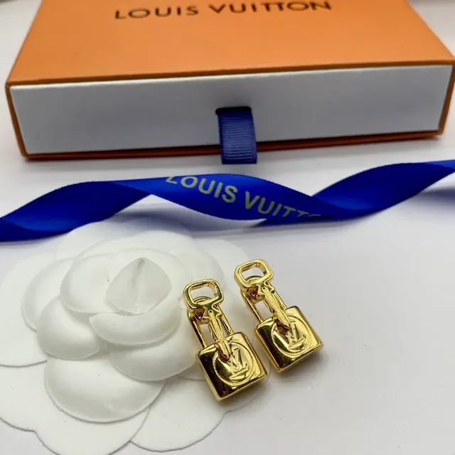 Louis Vuitton Lock It Gold-Tone Padlock Earrings 6