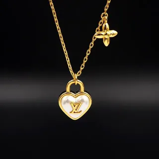Louis Vuitton তালা আমাকে হৃদয় মুক্তা সোনা হার