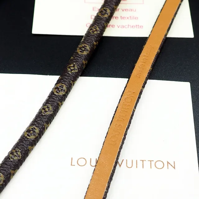 Louis Vuitton Lockit Monogram Leather Gold-Tone Padlock Bracelet 4