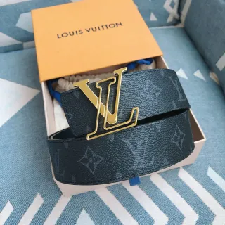 Cinto Louis Vuitton LV Couro Monograma Azul Escuro