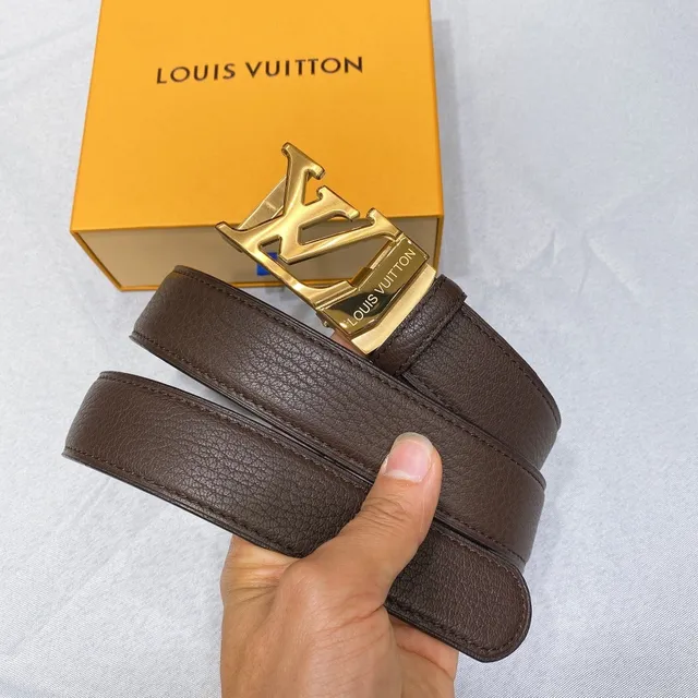 Louis Vuitton LV Initiales বাদামী দানাদার চামড়ার বেল্ট 2