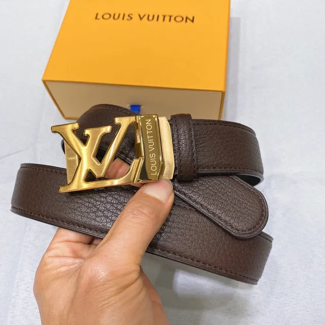 Louis Vuitton LV Initiales বাদামী দানাদার চামড়ার বেল্ট 5