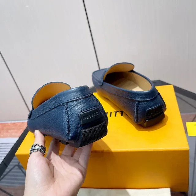 Louis Vuitton LV Initiales Loafer Blue Pebbled Leather Loafers 8
