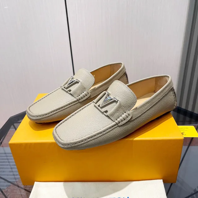 Louis Vuitton LV Loafer Beige Pebbled Leather Loafers 2