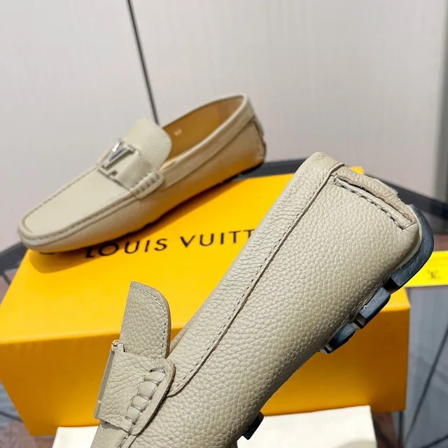 Louis Vuitton LV Loafer Beige Pebbled Leather Loafers 4