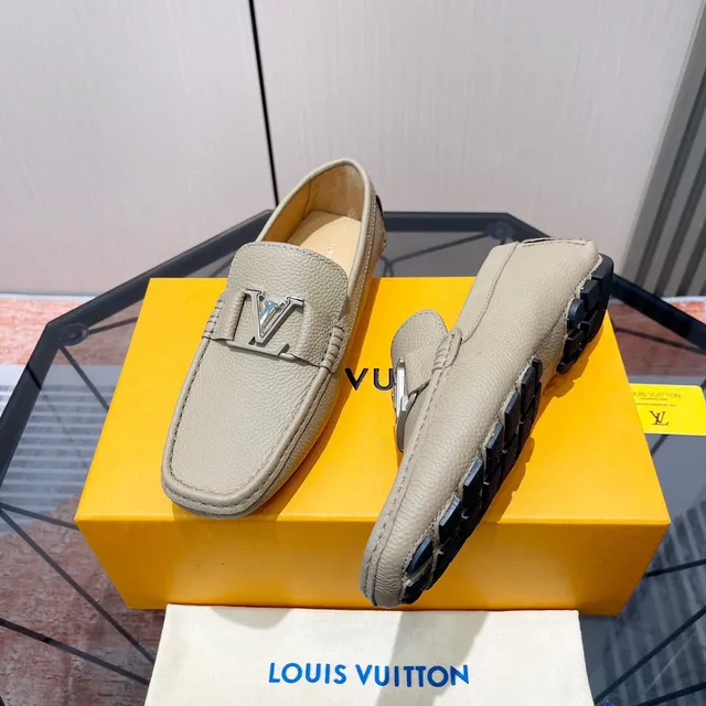 Louis Vuitton LV Loafer Beige Pebbled Leather Loafers 5