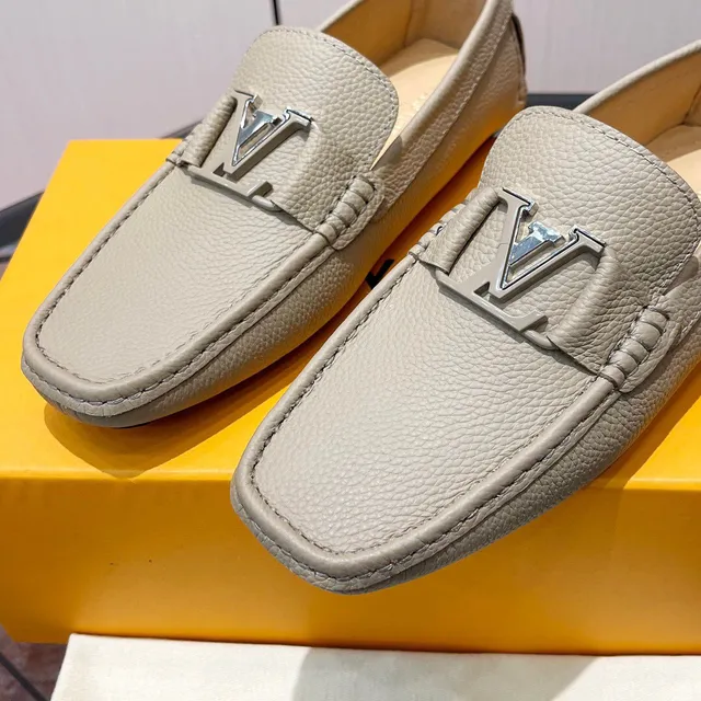 Louis Vuitton LV Loafer Beige Pebbled Leather Loafers 6