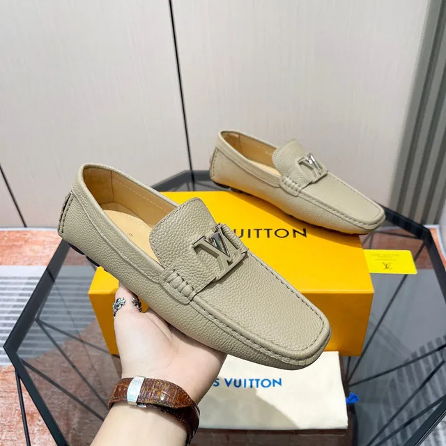 Louis Vuitton LV Loafer Beige Pebbled Leather Loafers 7