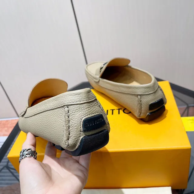 Louis Vuitton LV Loafer Beige Pebbled Leather Loafers 8