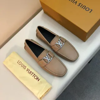 Louis Vuitton LV Loafer भूरी पेबल्ड चमड़ा Loafers