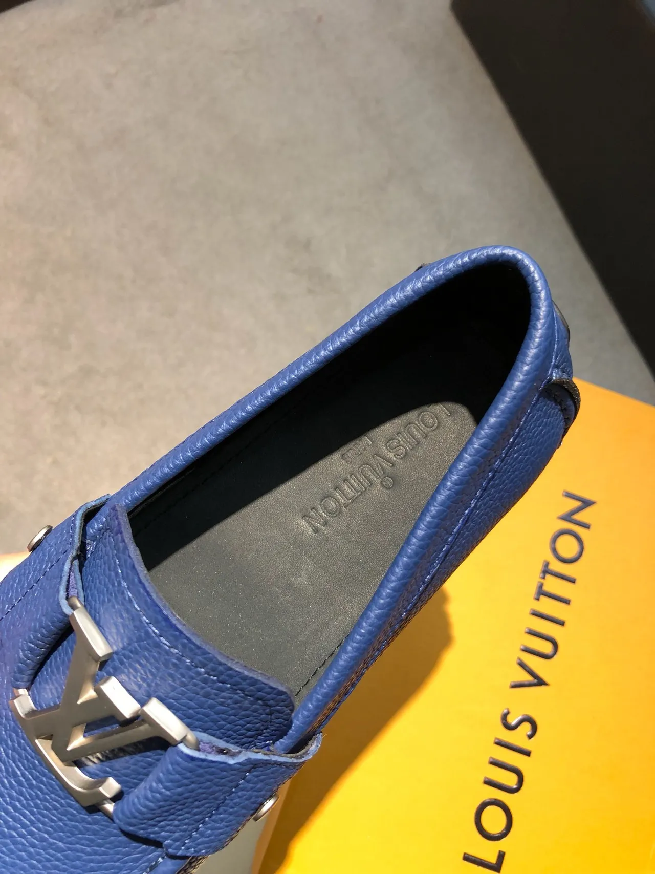 Louis Vuitton LV Loafer Blue Pebbled Leather Loafer 3