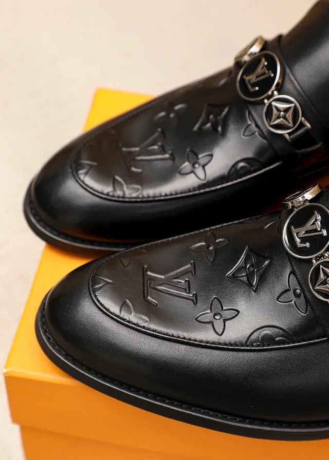 Louis Vuitton LV Mocassim Monograma Embossado Couro Preto Mocassins 6