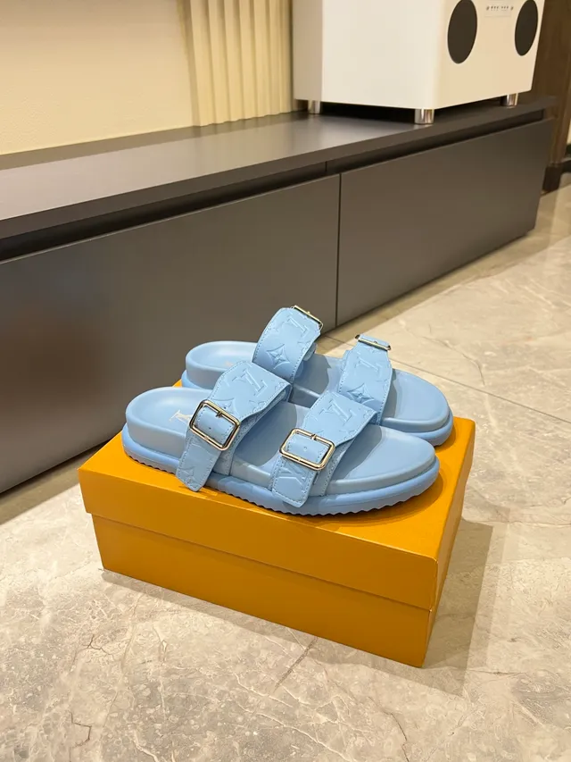 Louis Vuitton LV سلايد مونوغرام رباط مطاط كاجوال صندل 12