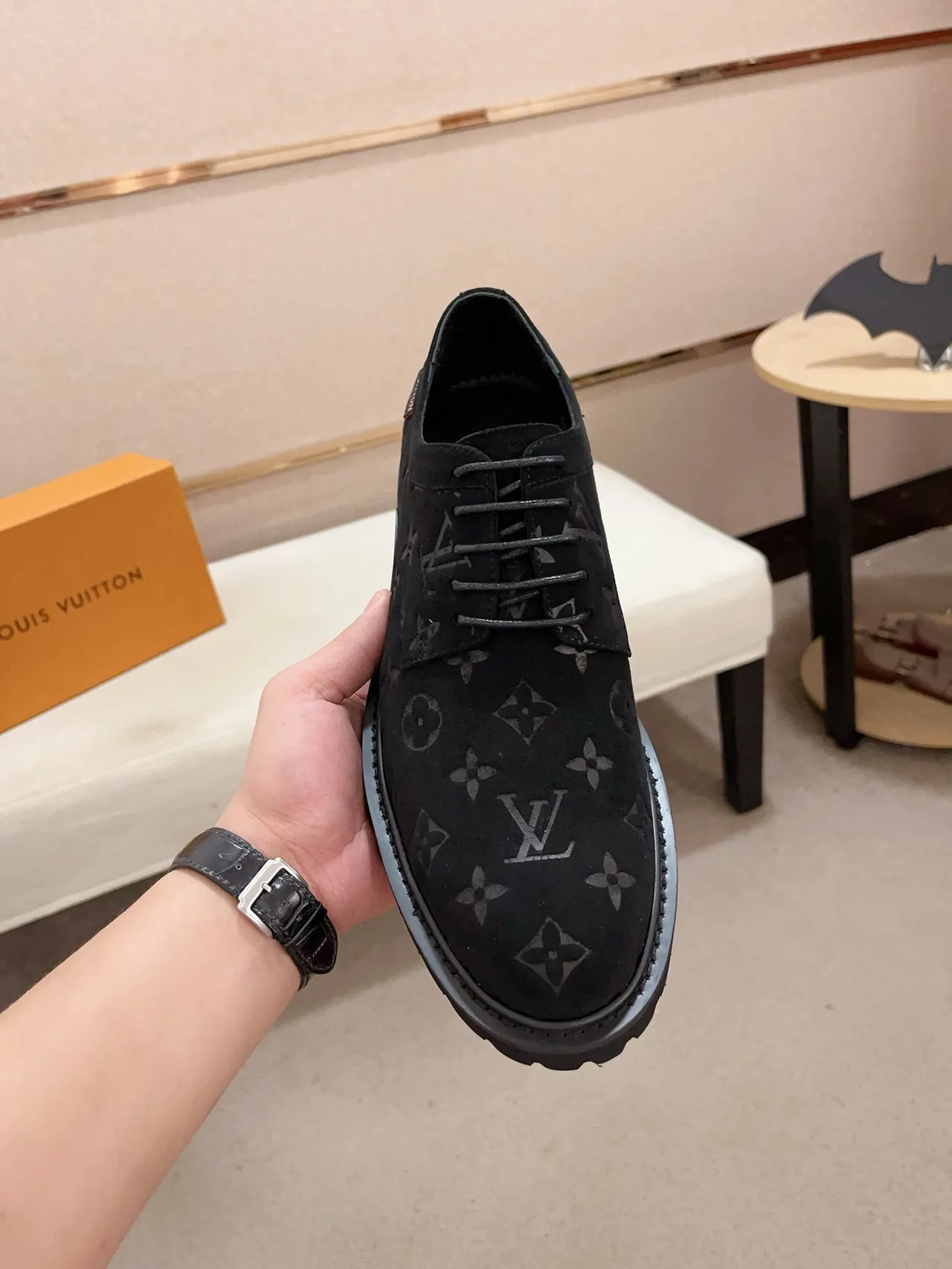 Louis Vuitton LV Trail Negro Monogram Ante Zapatos Derby 5