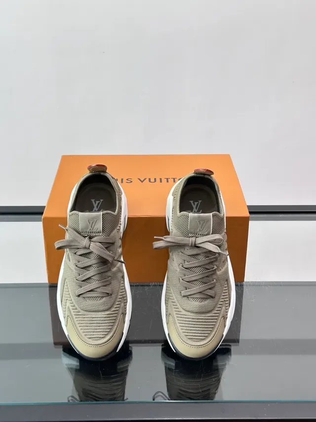 Louis Vuitton LV Trainer Beige White Knit Upper Sculpted Midsole Chunky Sneakers 4