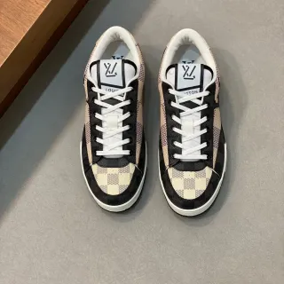 Louis Vuitton LV Trainer preto bege checkerboard Damier Pattern Low-Top Silhouette Lifestyle Sneakers