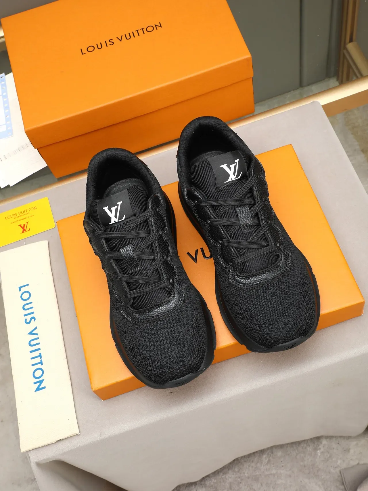 Louis Vuitton LV Trainer Black Knit Upper Sculpted Rubber Sole Lifestyle Sneakers 2