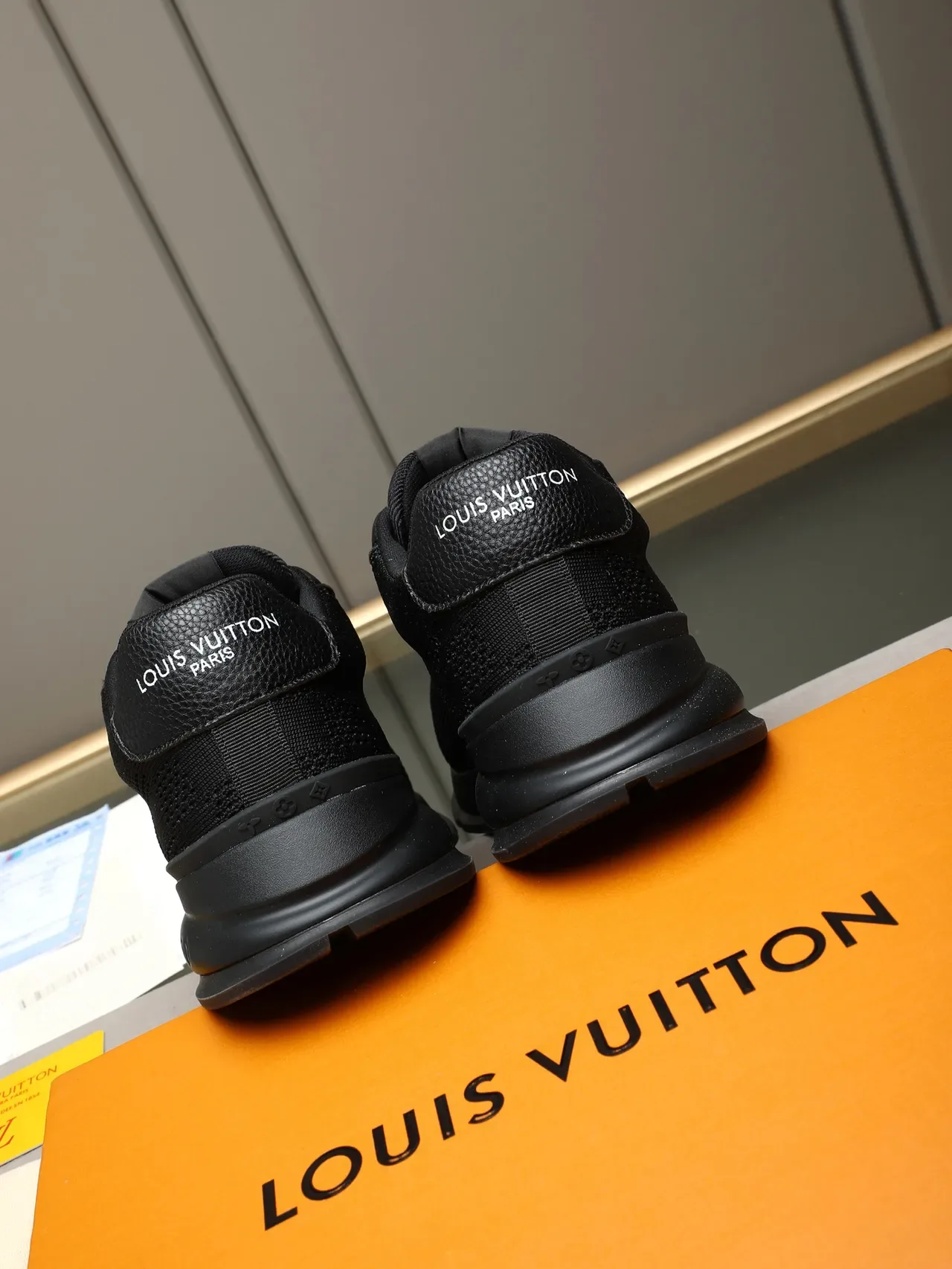 Louis Vuitton LV Trainer Black Knit Upper Sculpted Rubber Sole Lifestyle Sneakers 3
