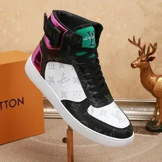 Louis Vuitton LV 训练者 黑色 多彩 高帮 花押布 帆布 生活方式运动鞋