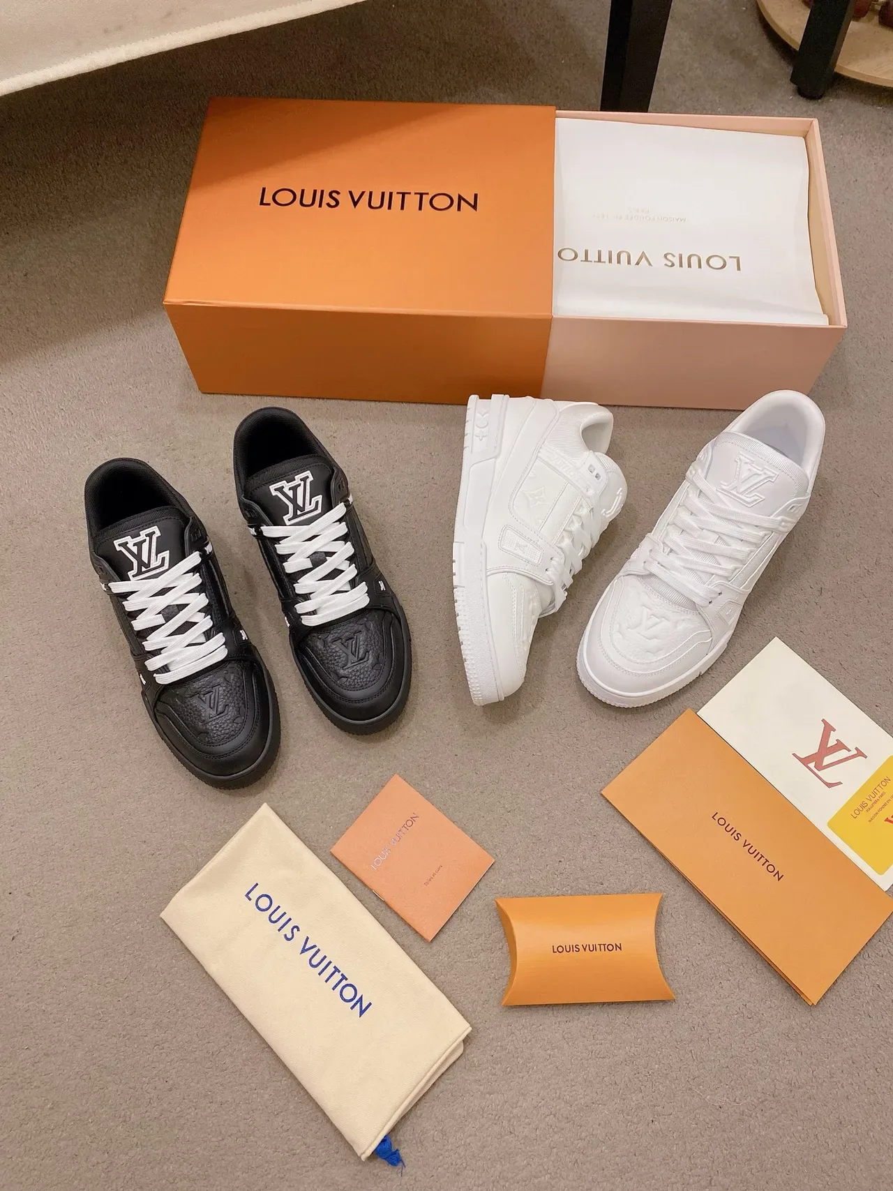 Louis Vuitton LV Trainer Black White Monogram-Embossed Leather Sculpted Chunky Sole Lifestyle Sneakers 2