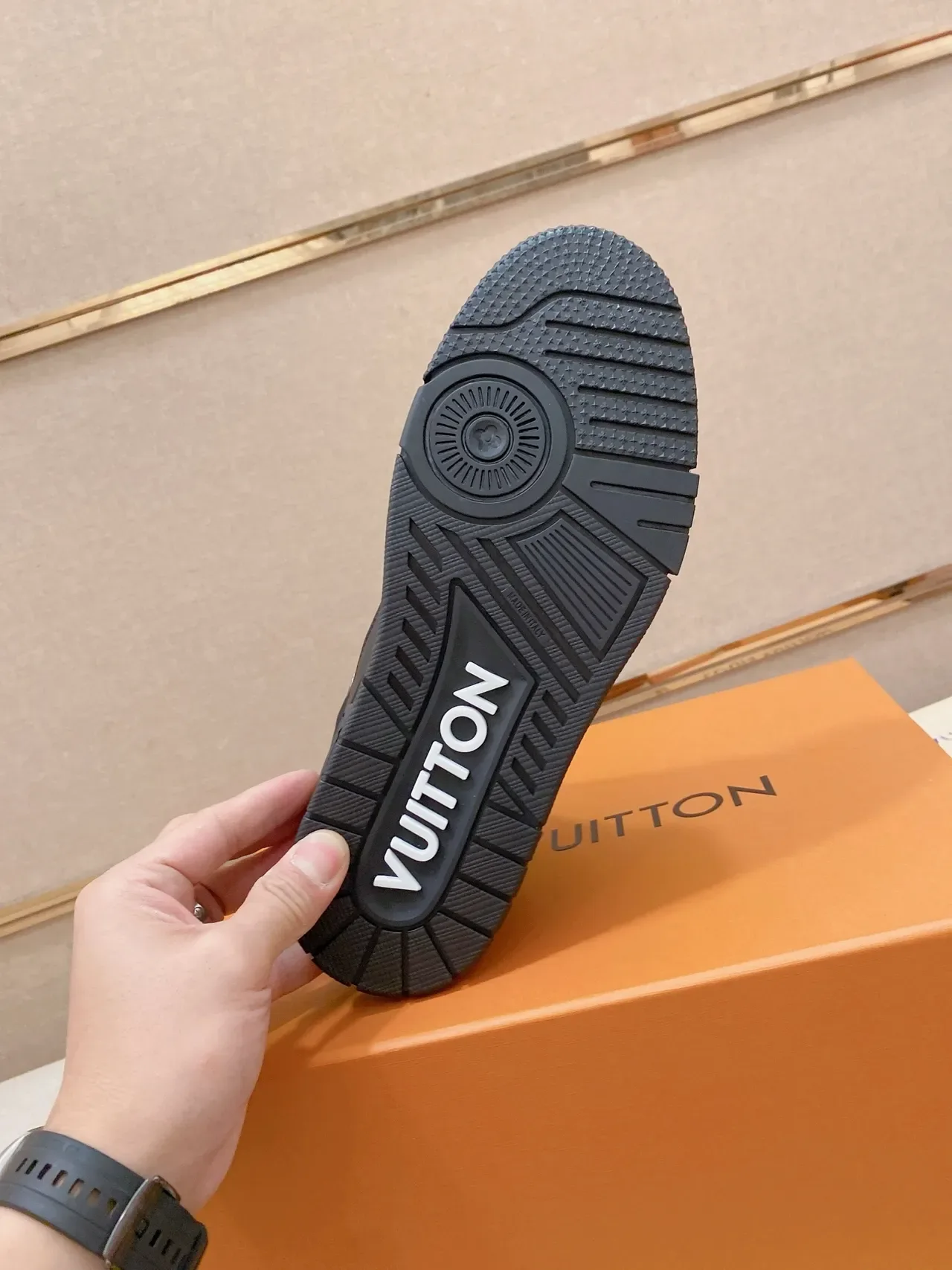 Louis Vuitton LV Trainer Black White Monogram-Embossed Leather Sculpted Chunky Sole Lifestyle Sneakers 3