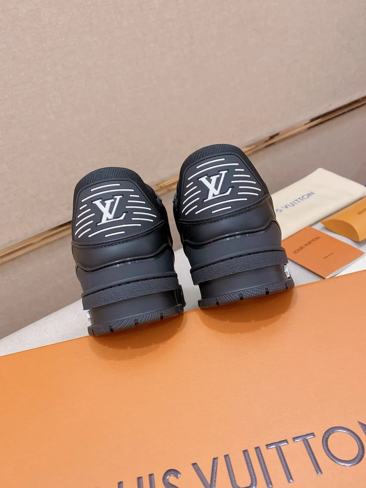 Louis Vuitton LV Trainer Black White Monogram-Embossed Leather Sculpted Chunky Sole Lifestyle Sneakers 4