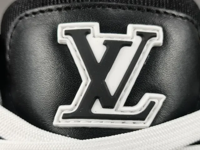 Louis Vuitton LV Trainer Black White Structured Leather-Mesh Upper Asymmetrical Branded Strap Lifestyle Sneakers 4