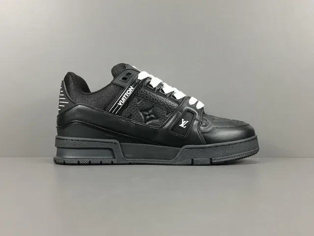 Louis Vuitton LV Trainer Black White Structured Leather-Mesh Upper Asymmetrical Branded Strap Lifestyle Sneakers 18