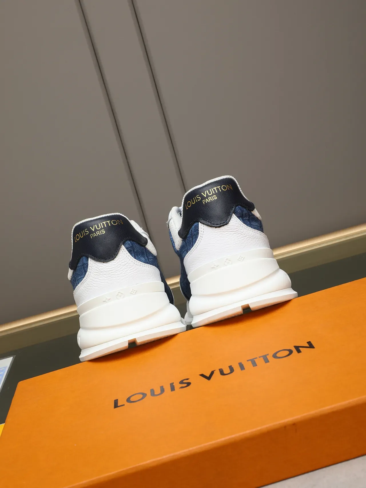 Louis Vuitton LV Trainer Blue White Denim-Textured Upper Oversized Stitched Monogram Chunky Sneakers 3