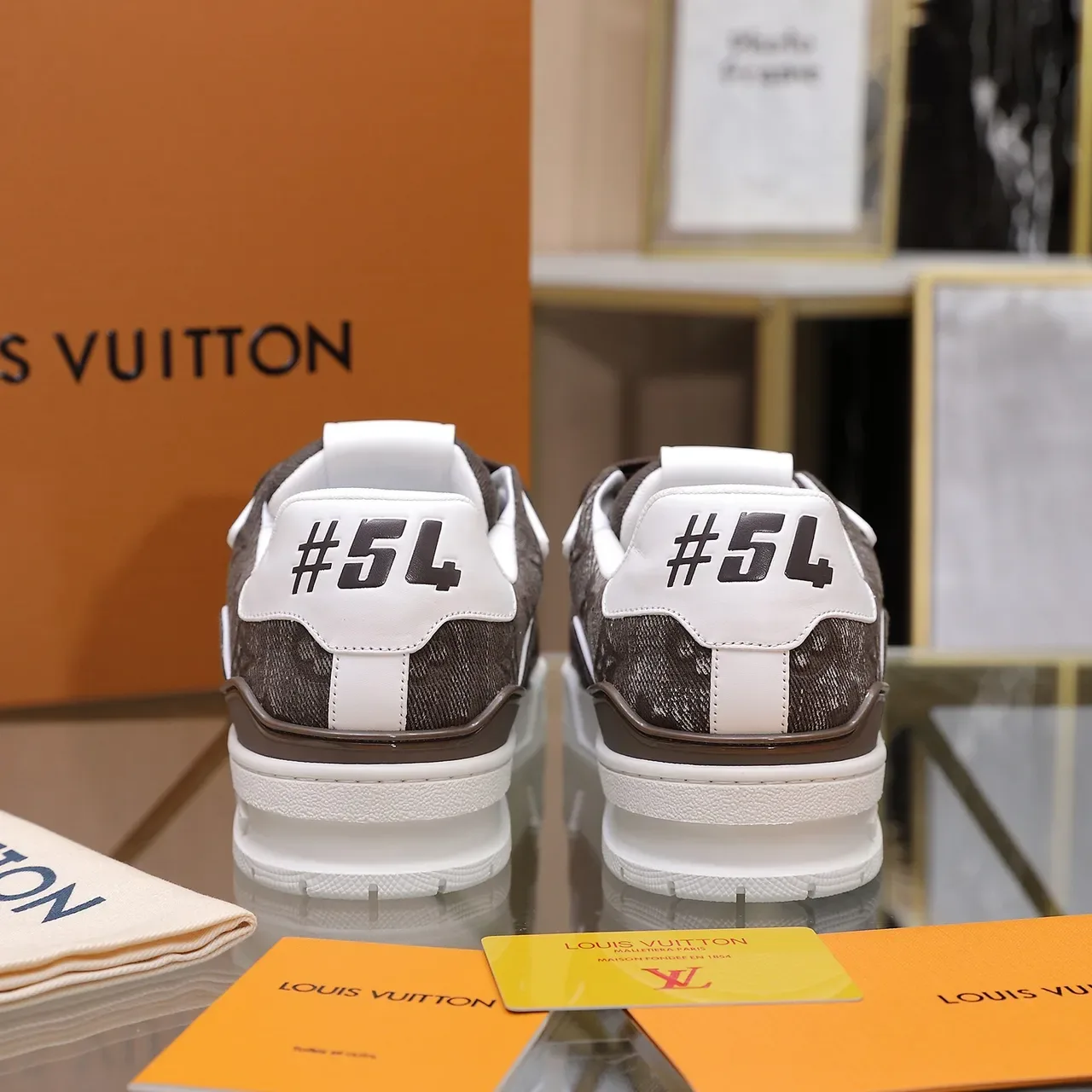 Louis Vuitton LV Trainer Brown White Monogrammed Textile Upper Plastic Cage Overlay Lifestyle Sneakers 4
