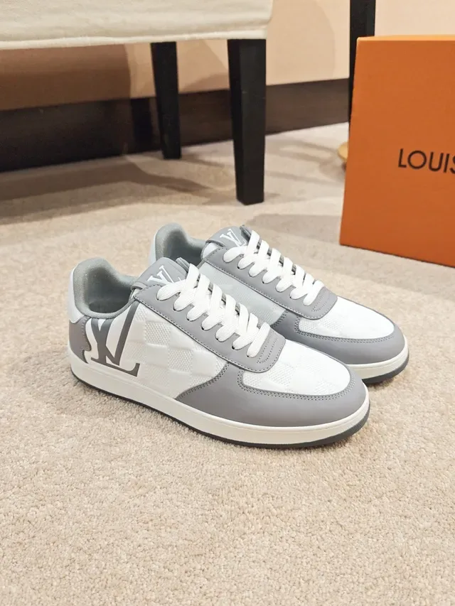 Louis Vuitton LV Trainer Gray White Low-Top Quilted Panel Lifestyle Sneakers 4
