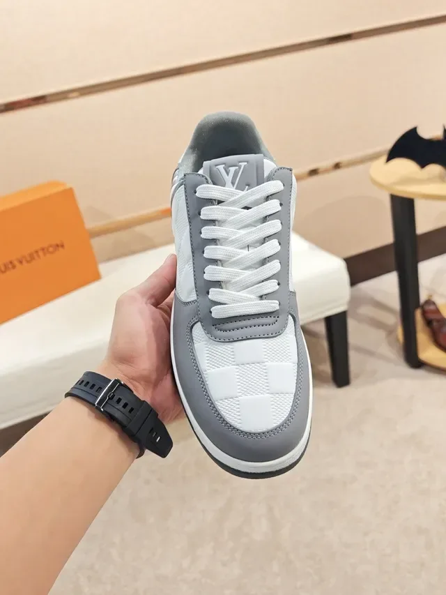 Louis Vuitton LV Trainer Gray White Low-Top Quilted Panel Lifestyle Sneakers 5