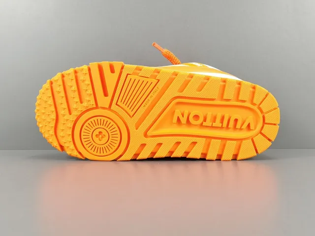 Louis Vuitton LV Tênis Laranja Branco Solado de Plataforma Dupla Tira Camada Chunky Sneakers 13
