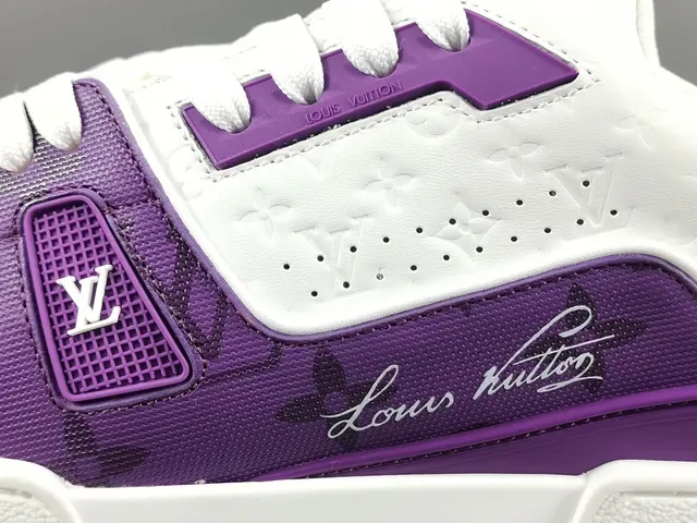 Louis Vuitton LV Trainer Tênis Lifestyle Roxo e Branco Monogram 8