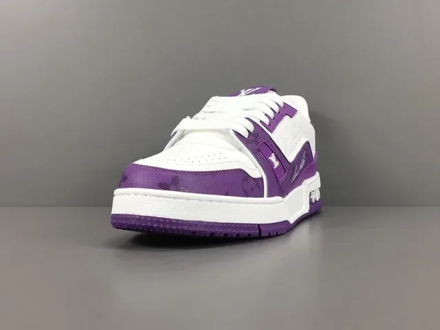 Louis Vuitton LV Trainer Tênis Lifestyle Roxo e Branco Monogram 15