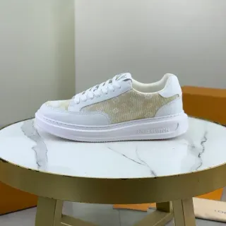 Louis Vuitton LV Trainer Zapatillas Blancas Beige Low-Top Panel Textil Monograma Estilo de Vida