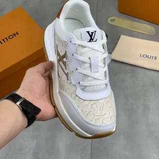 Louis Vuitton LV Trainer branco bege monogramado lona sola grossa em camadas tênis lifestyle