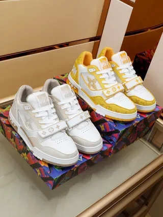 Louis Vuitton LV Trainer White Beige Multi-Material Monogram Strap Lifestyle Sneakers 4
