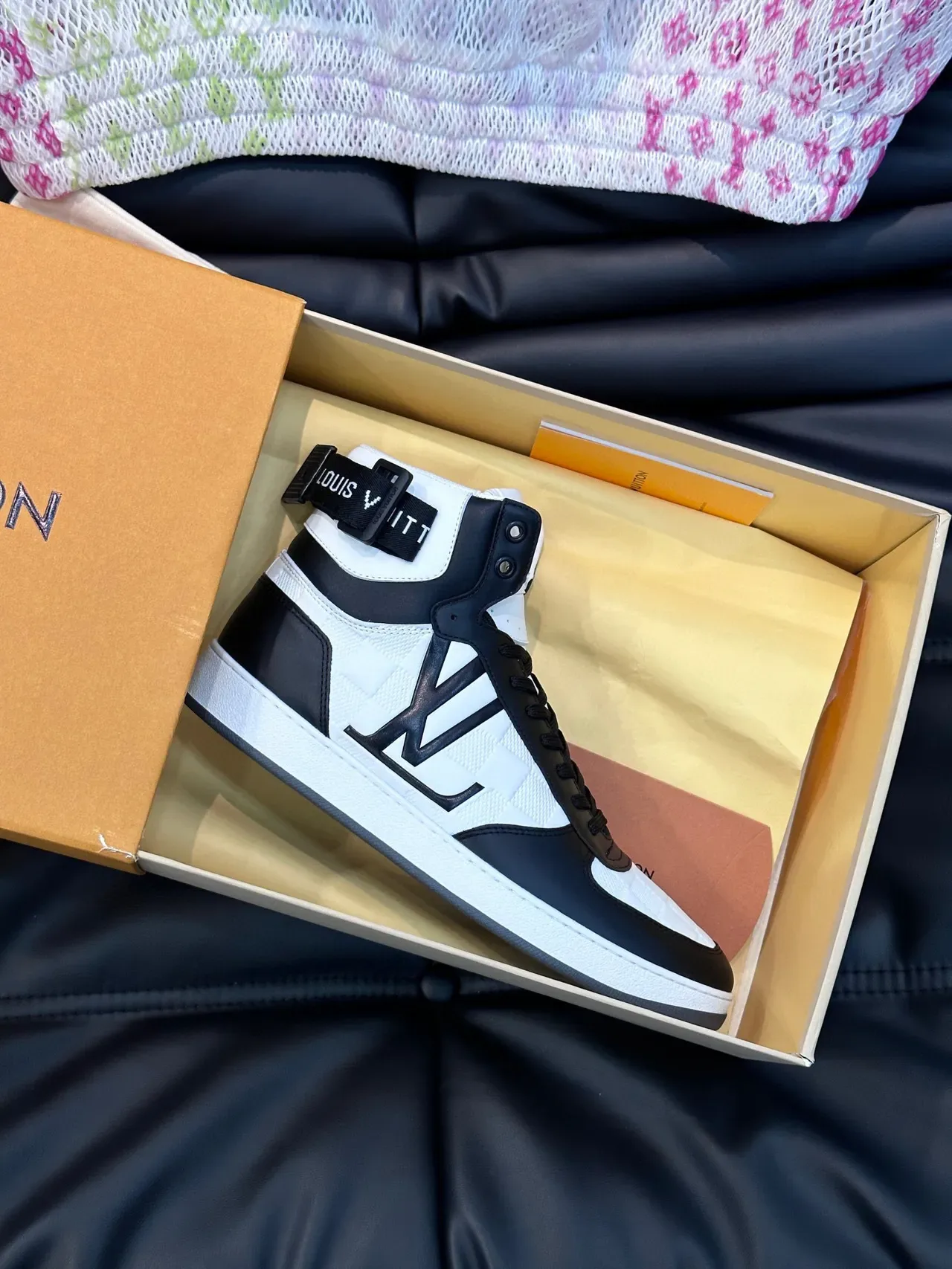 Louis Vuitton LV Trainer White Black High-Top Quilted Textile Lifestyle Sneakers 2