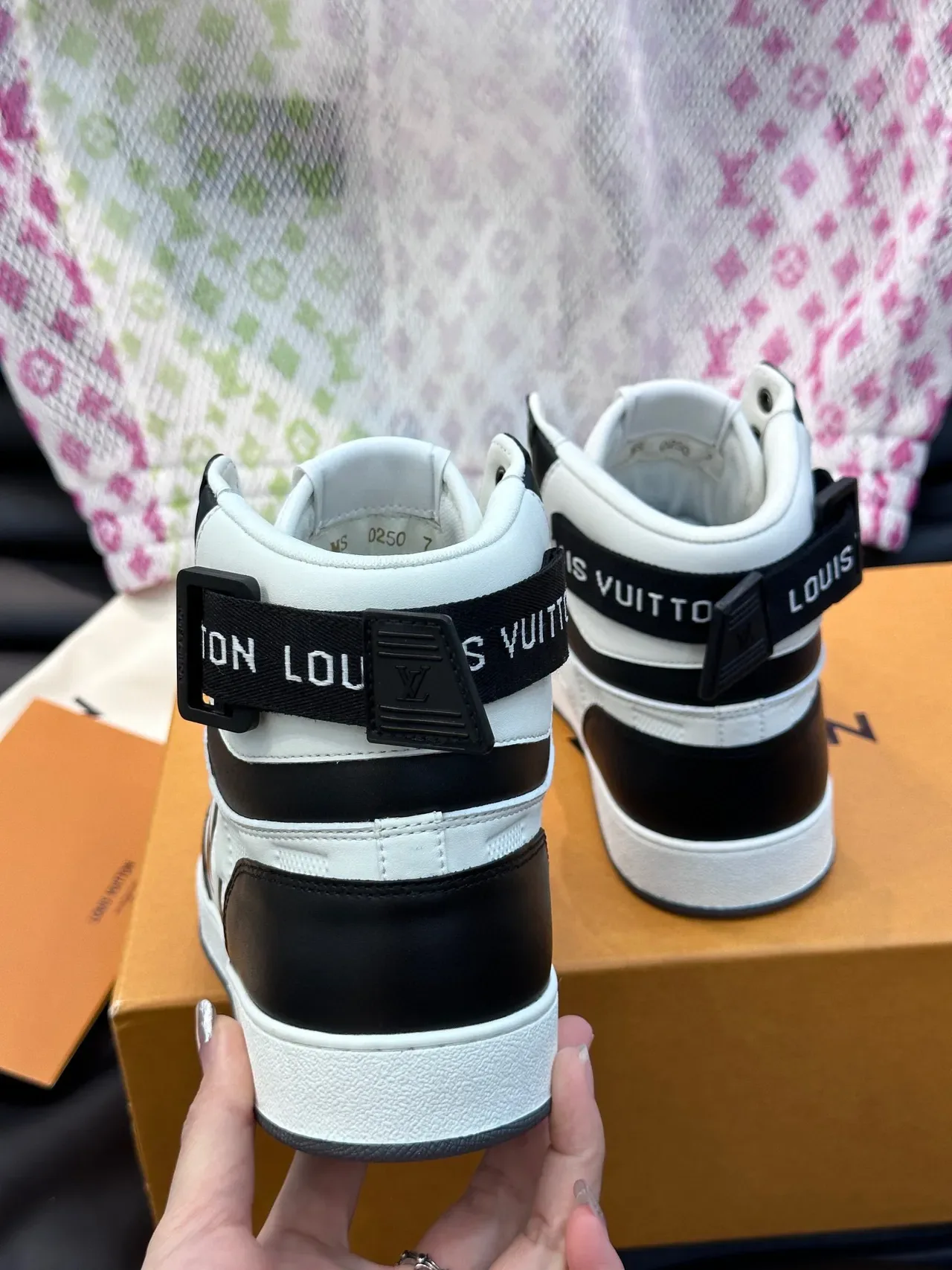 Louis Vuitton LV Trainer White Black High-Top Quilted Textile Lifestyle Sneakers 6
