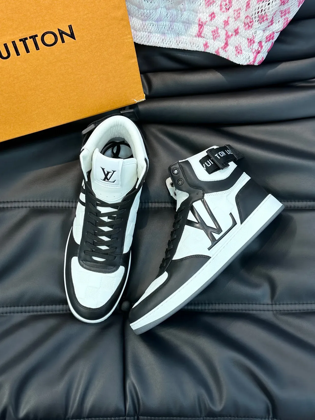 Louis Vuitton LV Trainer White Black High-Top Quilted Textile Lifestyle Sneakers 9