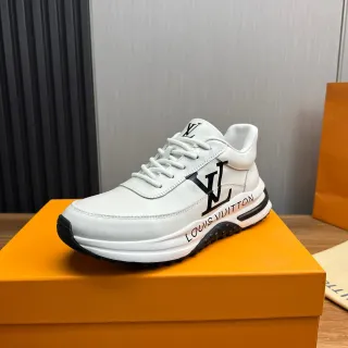 Louis Vuitton LV Trainer Blanco y Negro Cuero Superior Monograma Estilo de Vida Zapatillas