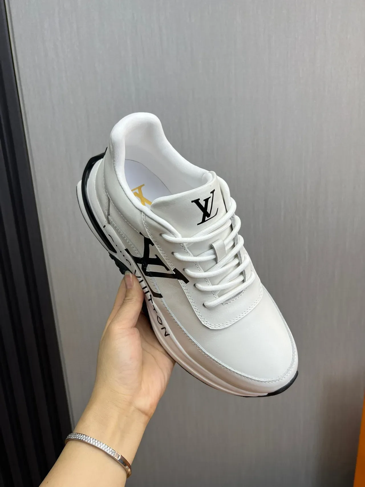 Louis Vuitton LV Trainer White Black Leather Upper Monogram Branding Lifestyle Sneakers 4