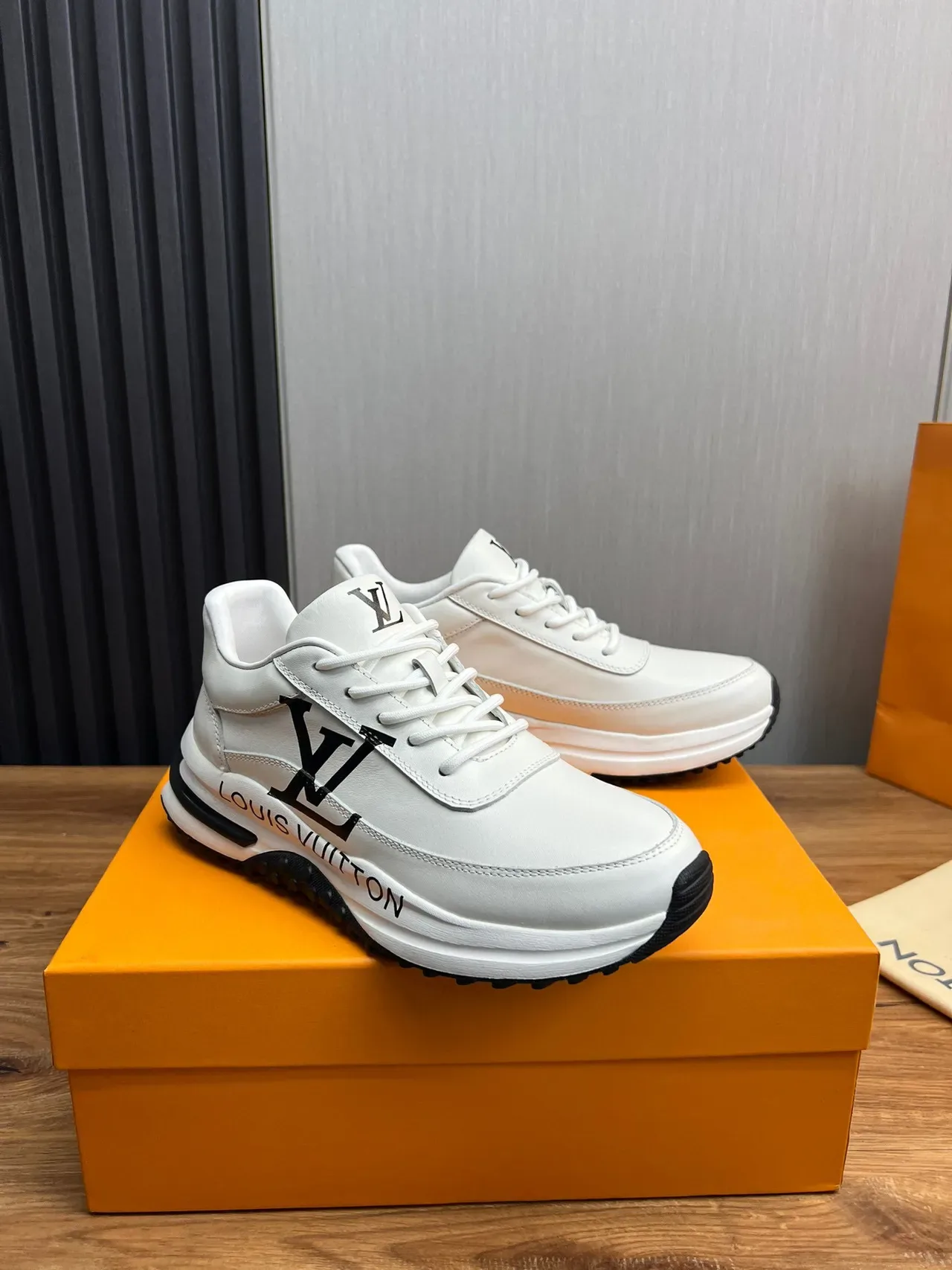 Louis Vuitton LV Trainer White Black Leather Upper Monogram Branding Lifestyle Sneakers 8