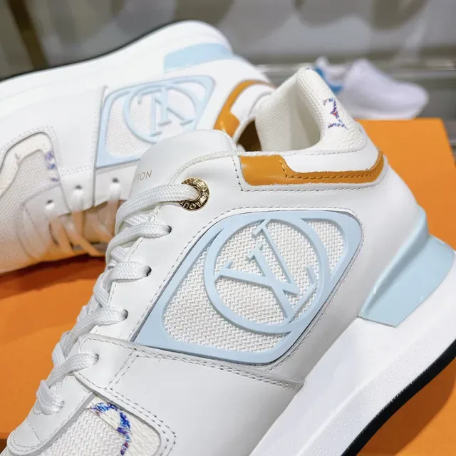 Louis Vuitton LV Trainer White Blue Leather And Mesh Upper Light Monogrammed Side Panel Chunky Sneakers 9