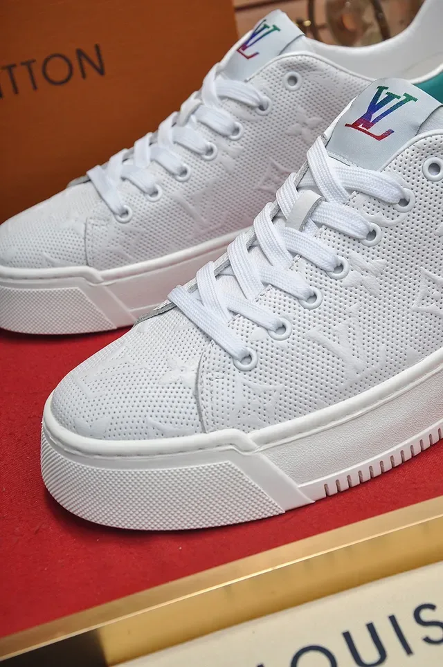 Louis Vuitton LV Trainer White Blue Perforated Monogram Upper Thick Platform Sole Lifestyle Sneakers 3