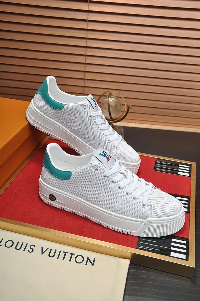 Louis Vuitton LV Trainer White Blue Perforated Monogram Upper Thick Platform Sole Lifestyle Sneakers 4