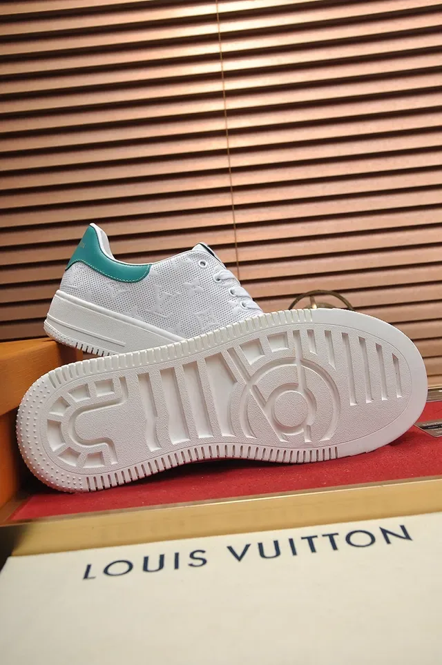 Louis Vuitton LV Trainer White Blue Perforated Monogram Upper Thick Platform Sole Lifestyle Sneakers 5